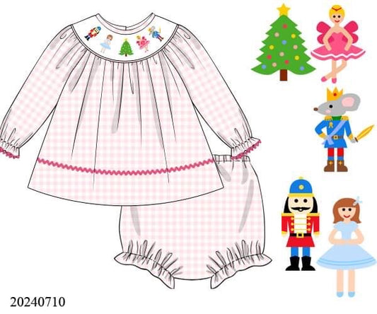 Preorder Nutcracker Smocked Diaper Set