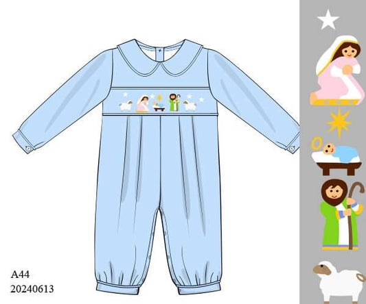 PREORDER Blue Bishop Boys Long Romper