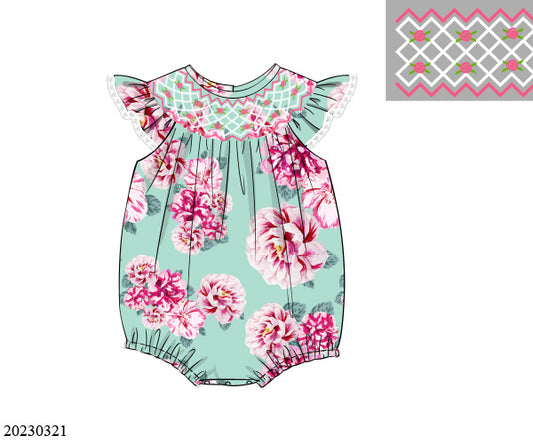 PREORDER Pink Peony Smocked Bubble