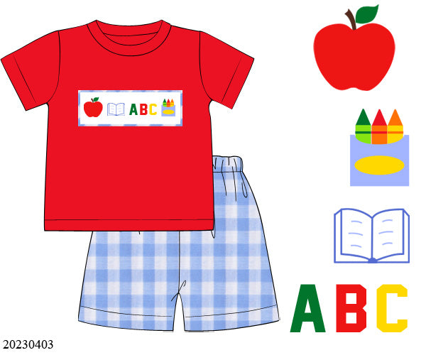 PREORDER Back to School Gingham Boys Shorts Set