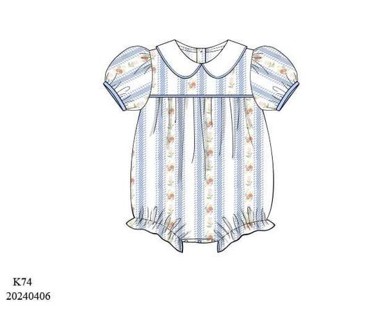 PREORDER Blue Floral Stripe Bubble