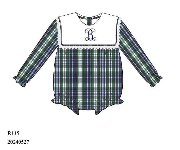 PREORDER Navy and Green Plaid Bubble