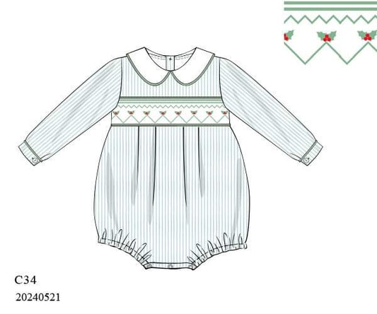 PREORDER Holly Pinstripe Boys Long Sleeve Bubble