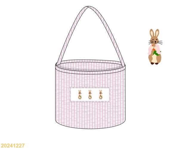 PREORDER Girls Seersucker Smocked Rabbit Bucket