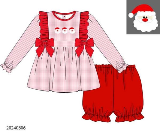 PREORDER Gingham Pink Santa Bloomers Set