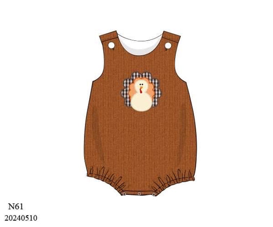 PREORDER Corduroy Turkey Boys Overall Bubble