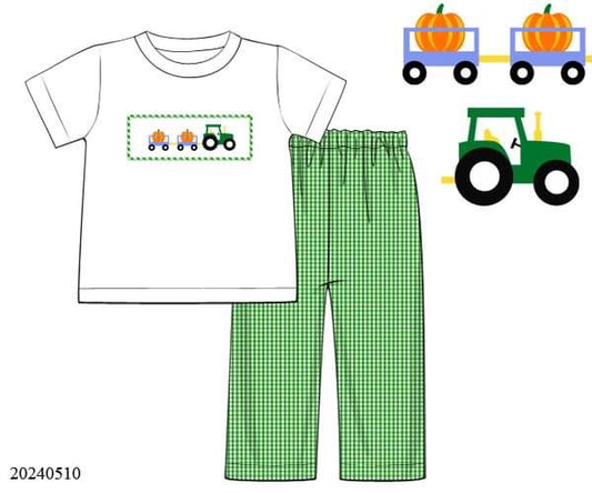 PREORDER Pumpkin Patch Smocked Boys Pants Set