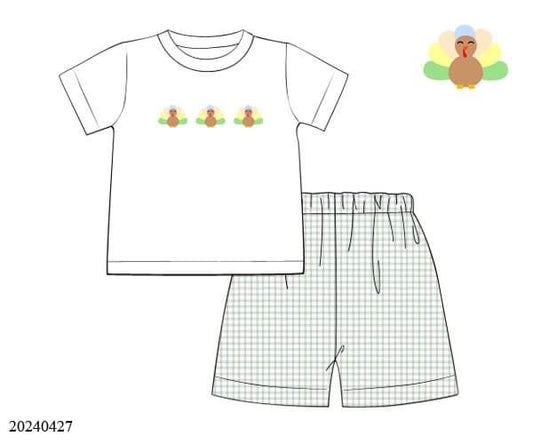PREORDER Sage Turkey Boys Shorts Set
