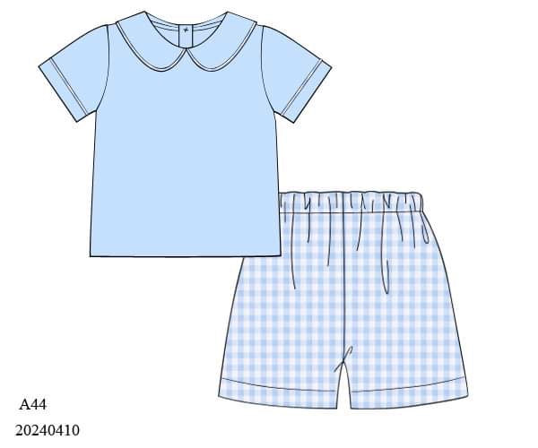 PREORDER Classic Blue Gingham Shorts Set