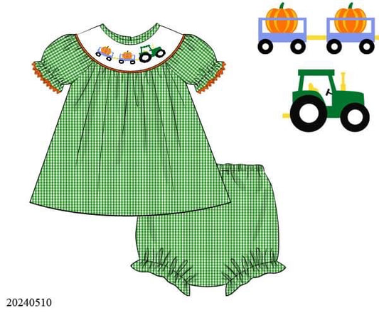 PREORDER Pumpkin Patch Smocked Diaper Set