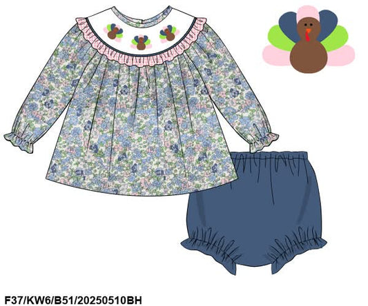 PREORDER Smocked Turkey Diaper Set