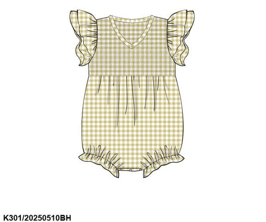 PREORDER Smocked Yellow Gingham Bubble