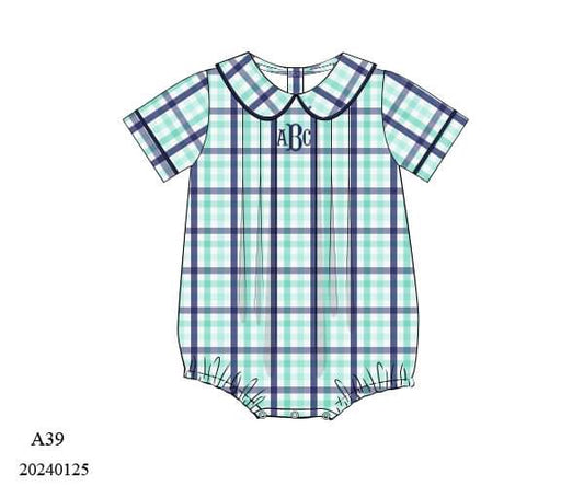 PREORDER Blue Plaid Boys Bubble