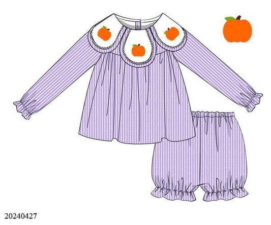 PREORDER Lavendar Pinstripe Pumpkin Bloomer Set