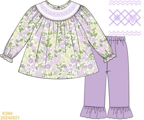 PREORDER Lavender Floral Pants Set