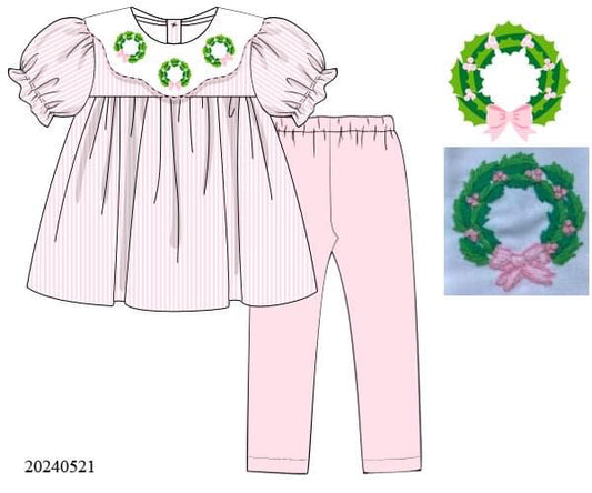 PREORDER Pink Wreath Collar Legging Set