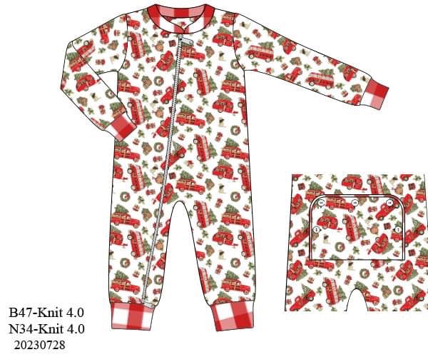 Preorder Boys Red Truck Zip Up Sleeper