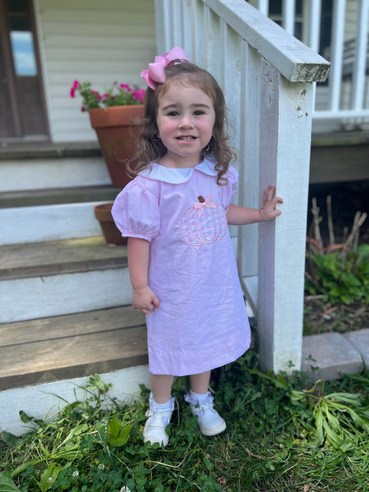 PREORDER Pink Pumpkin Appliqué Dress