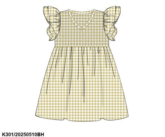 PREORDER Smocked Yellow Gingham Dress