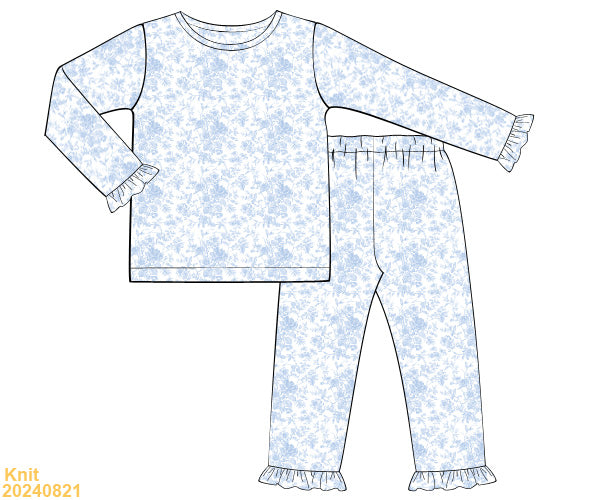 PREORDER Blue Toile Girls PJ Set