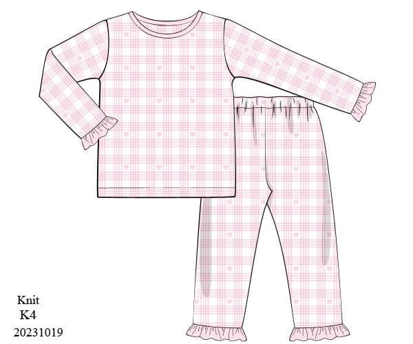 PREORDER Girls Pink Gingham Pajama Set