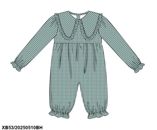 PREORDER Green Gingham Long Romper