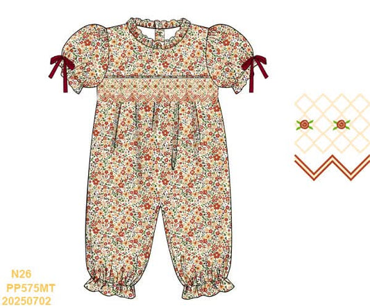 PREORDER Fall Floral Long Romper
