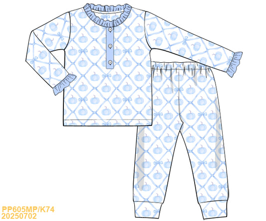 PREORDER Blue Pumpkin Pajama Set