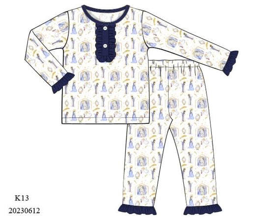 Preorder Girls Ruffle Nativity Pajama Set