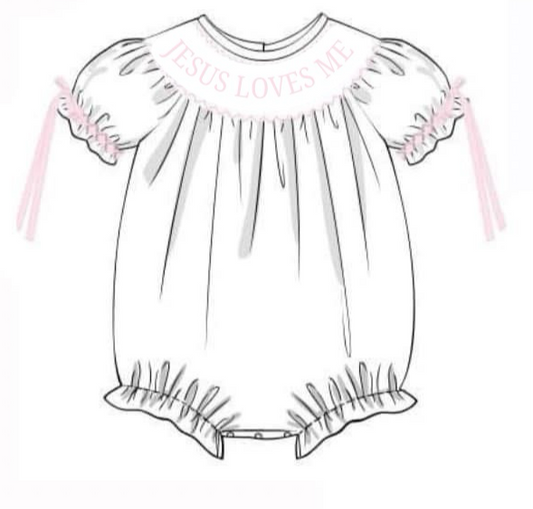 PREORDER Jesus Loves Me Smocked Bubble