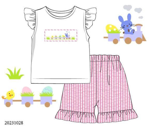 PREORDER Easter Train Girls Shorts Set