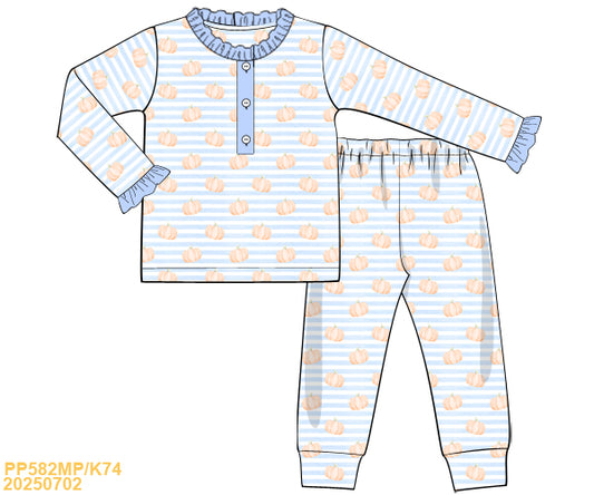 PREORDER Striped Pumpkin Pajama Set