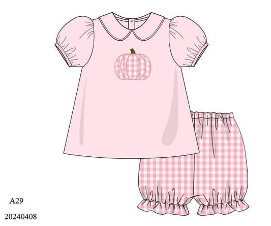 PREORDER Pink Pumpkin Appliqué Bloomer Set