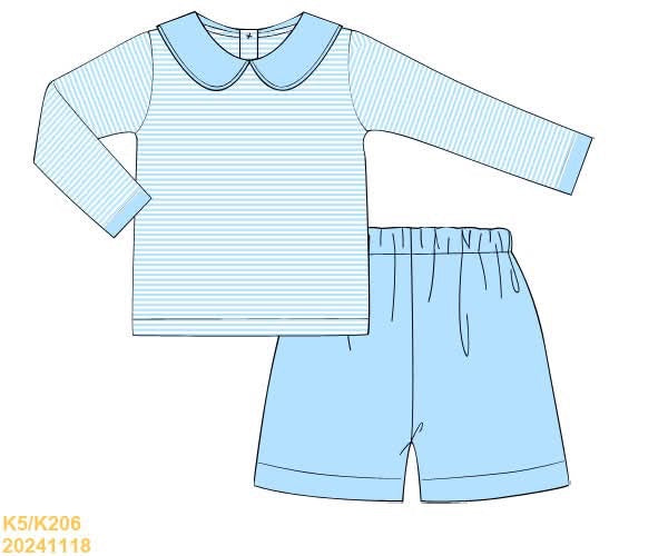 PREORDER Basic Striped Knit Shorts Set