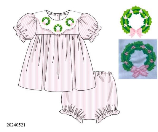 PREORDER Pink Wreath Collar Diaper Set