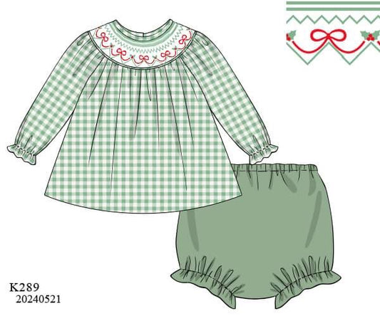 PREORDER Holly Gingham Ruffle Diaper Set