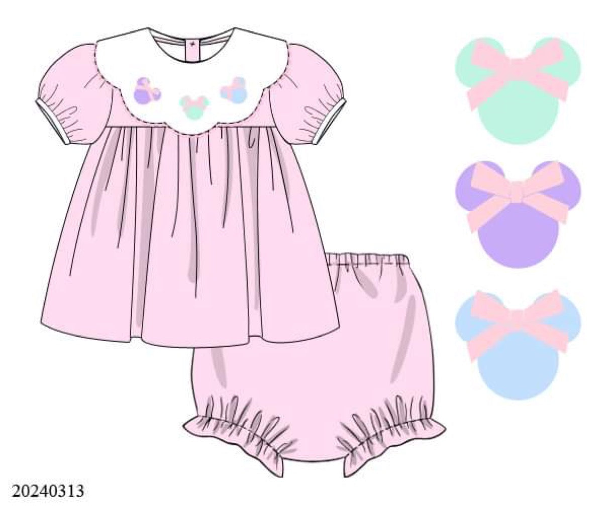 PREORDER Mouse Ears Pastel Pink Diaper Set