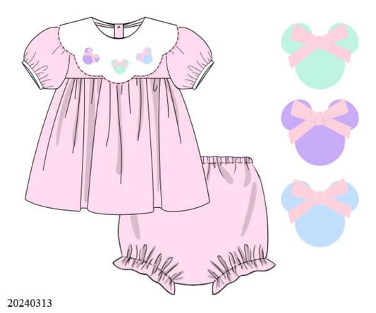 PREORDER Mouse Ears Pastel Pink Diaper Set