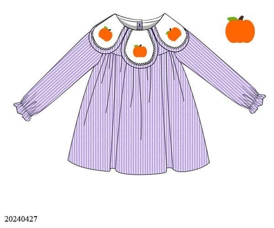 PREORDER Lavendar Pinstripe Pumpkin Dress