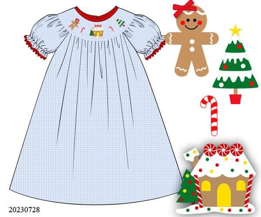 Preorder Smocked Gingerbread Village Dress