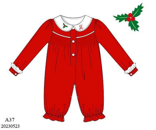 Preorder Red Holly Long Romper