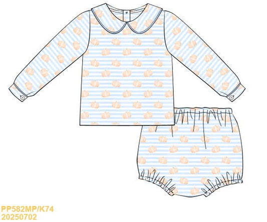 PREORDER Boys Knit Pumpkin Diaper Set