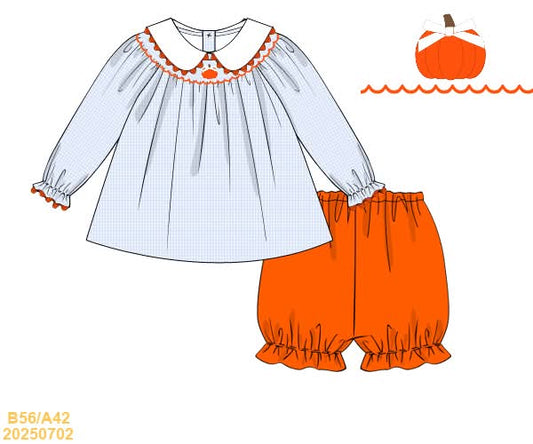 PREORDER Blue Gingham Pumpkin Bloomer Set