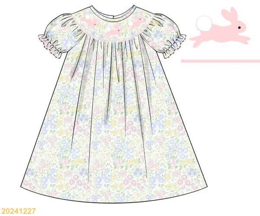 PREORDER Floral Bunny Smocked Dress