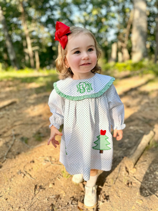 Preorder Monogram Christmas Tree Collar Dress