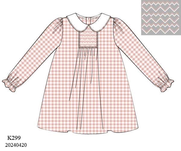 PREORDER Peach Check Dress