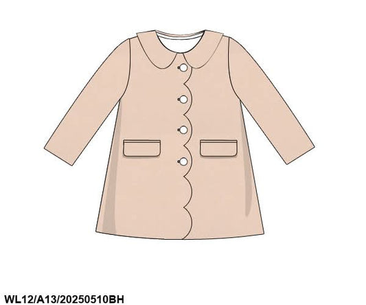 Preorder Girls Tan Wool Peacoat