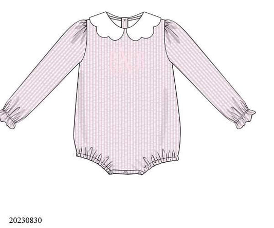 PREORDER Pink Seersucker Monogram A-line Bubble