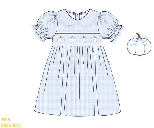 PREORDER Smocked Gingham Pumpkin with Bow Dress