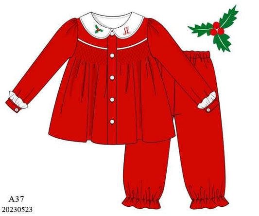 Preorder Red Holly Pants Set